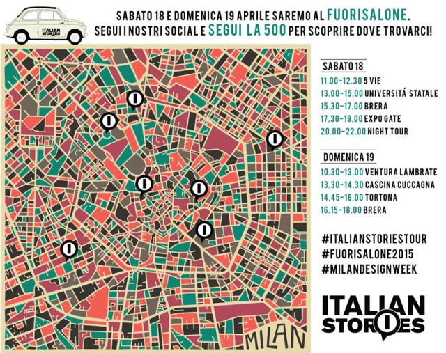 Italian Stories at Milan design week 2015 with a fiat 500