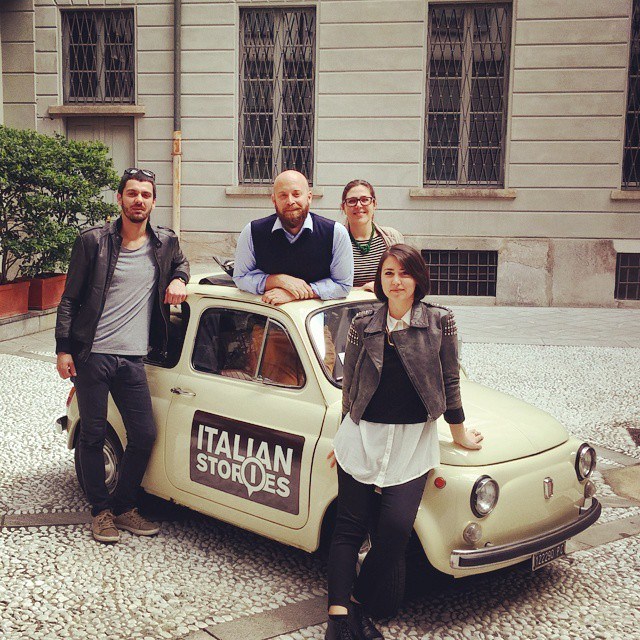 Italian Stories team ready for Milan Design week in their Fiat 500
